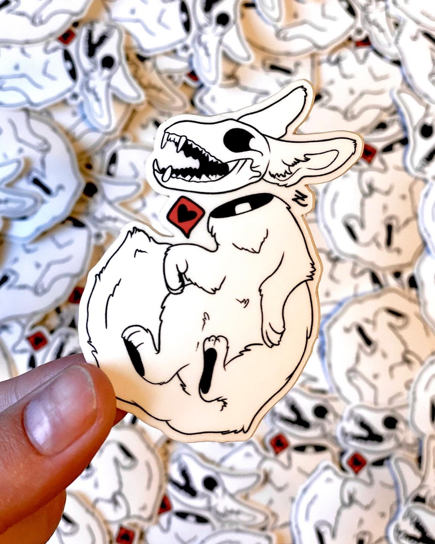Skeleton Fox Weatherproof Vinyl Sticker