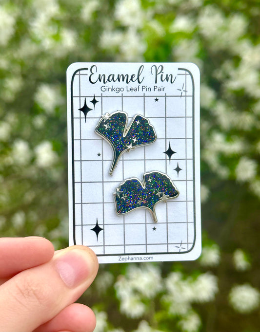 Ginkgo Leaf Pair Enamel Pins