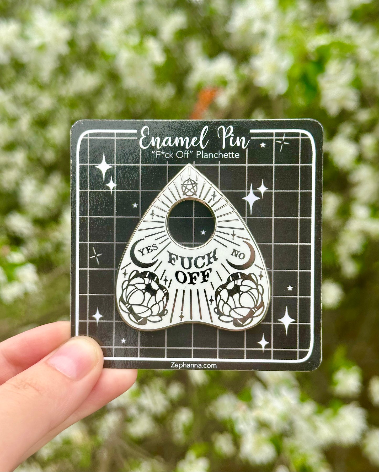 “Fuck Off” Ouija Board Planchette Enamel pin