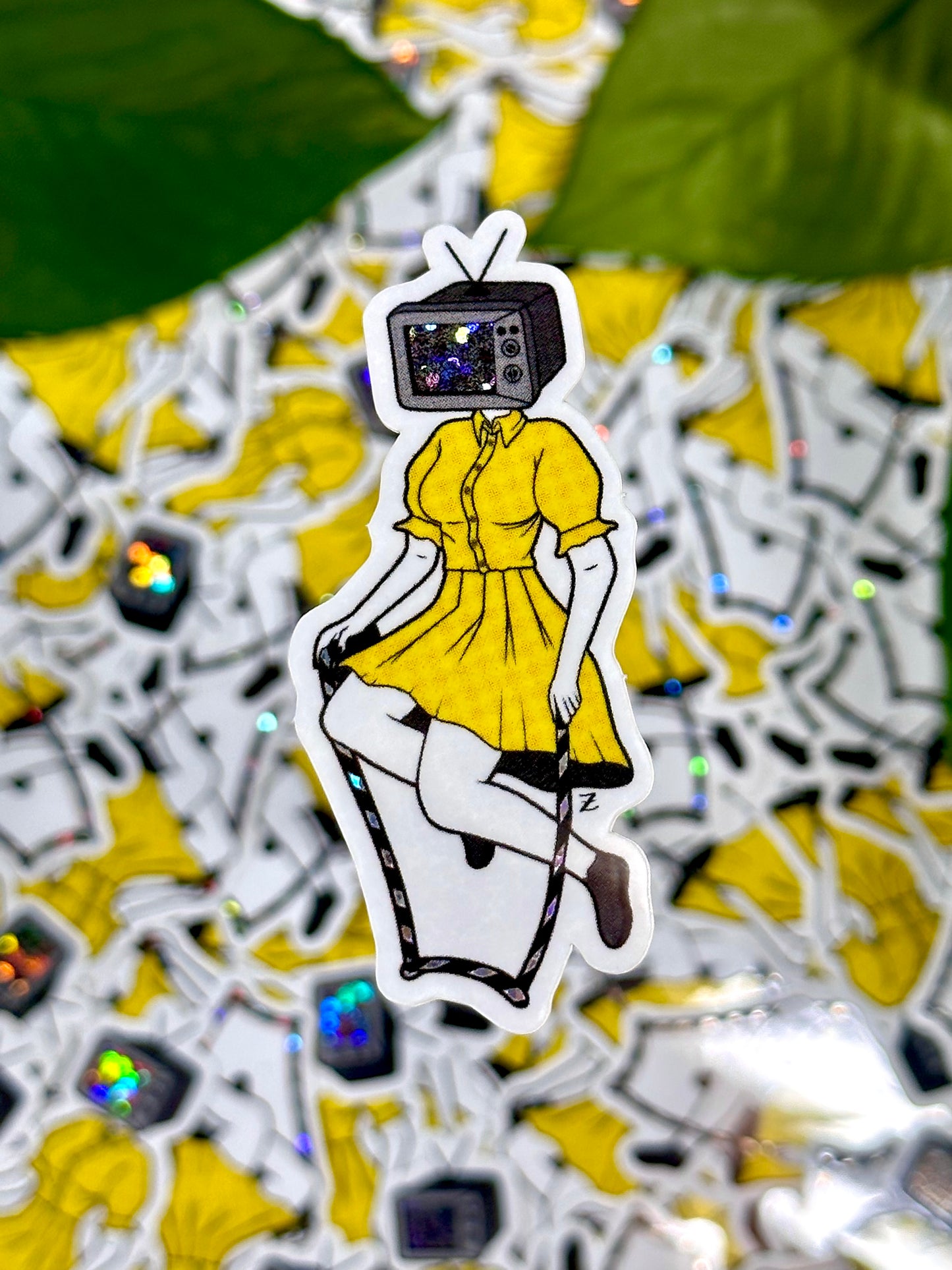 TV Head Girl Sticker Pair