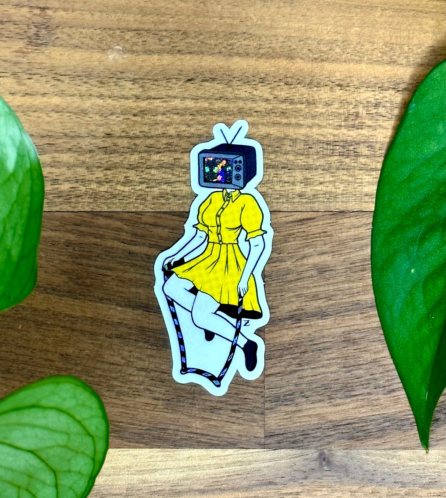 TV Head Girl Sticker Pair