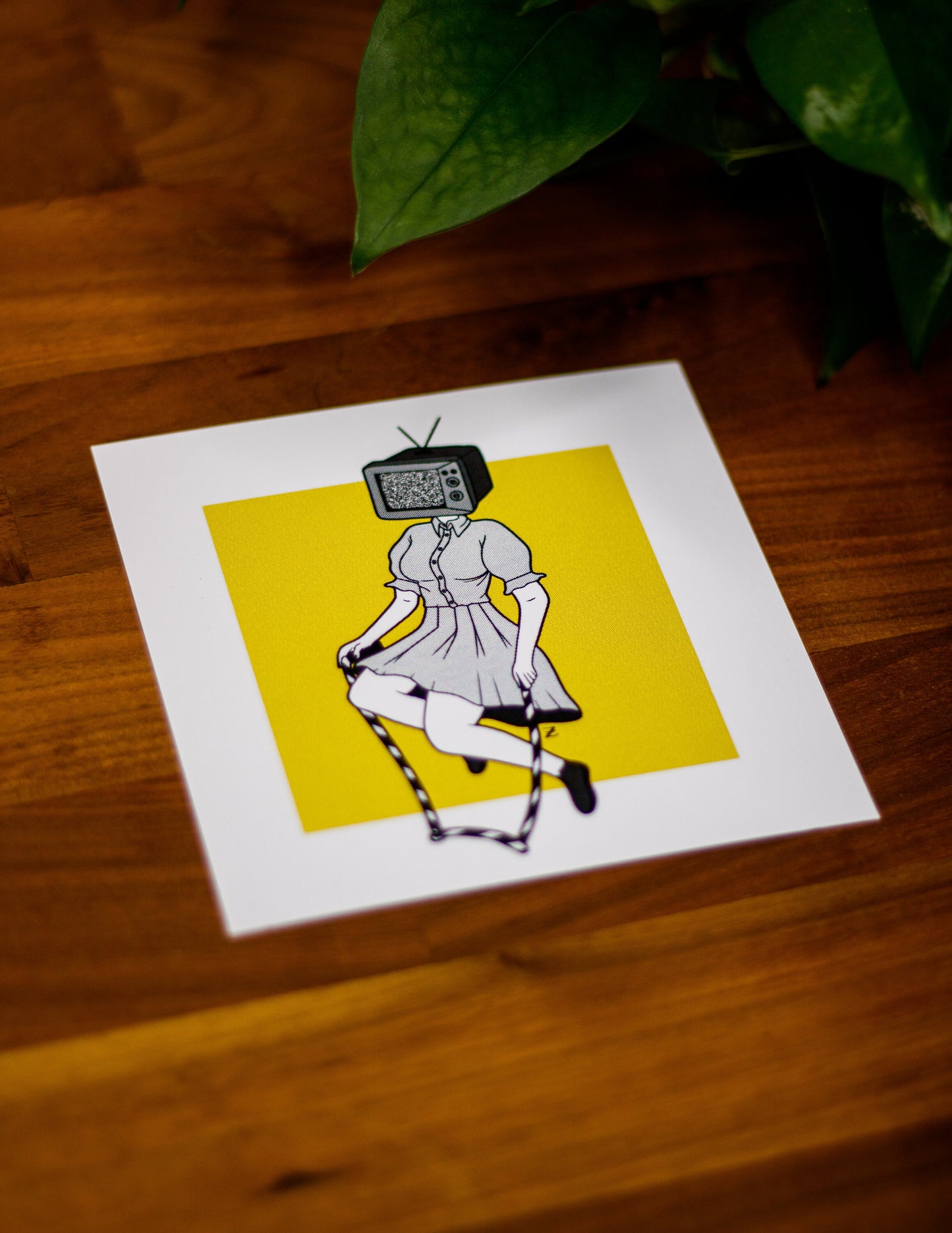 TV Head Girl Print