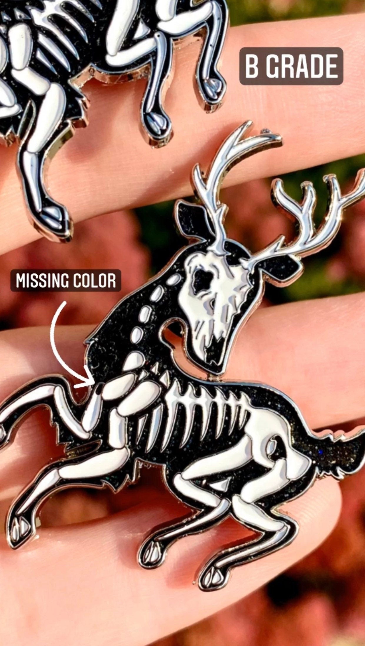 Skeleton Deer Enamel Pin