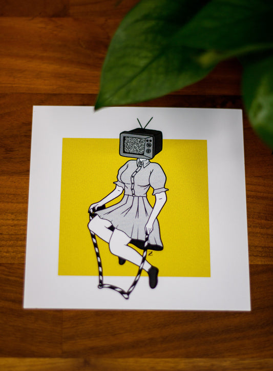 TV Head Girl Print
