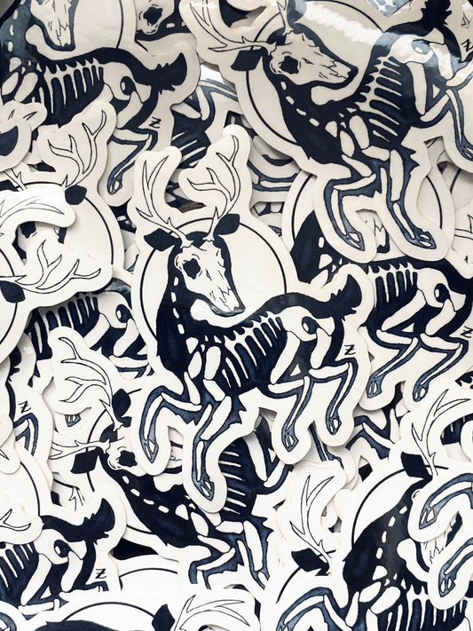 Skeleton Deer Weatherproof Vinyl Sticker
