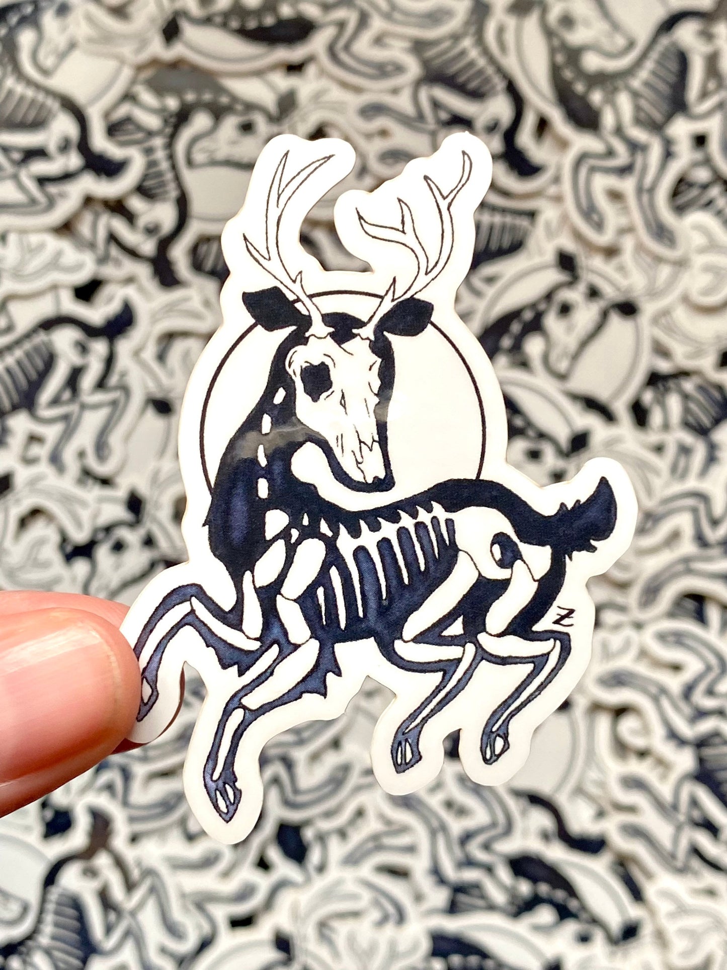 Skeleton Deer Weatherproof Vinyl Sticker