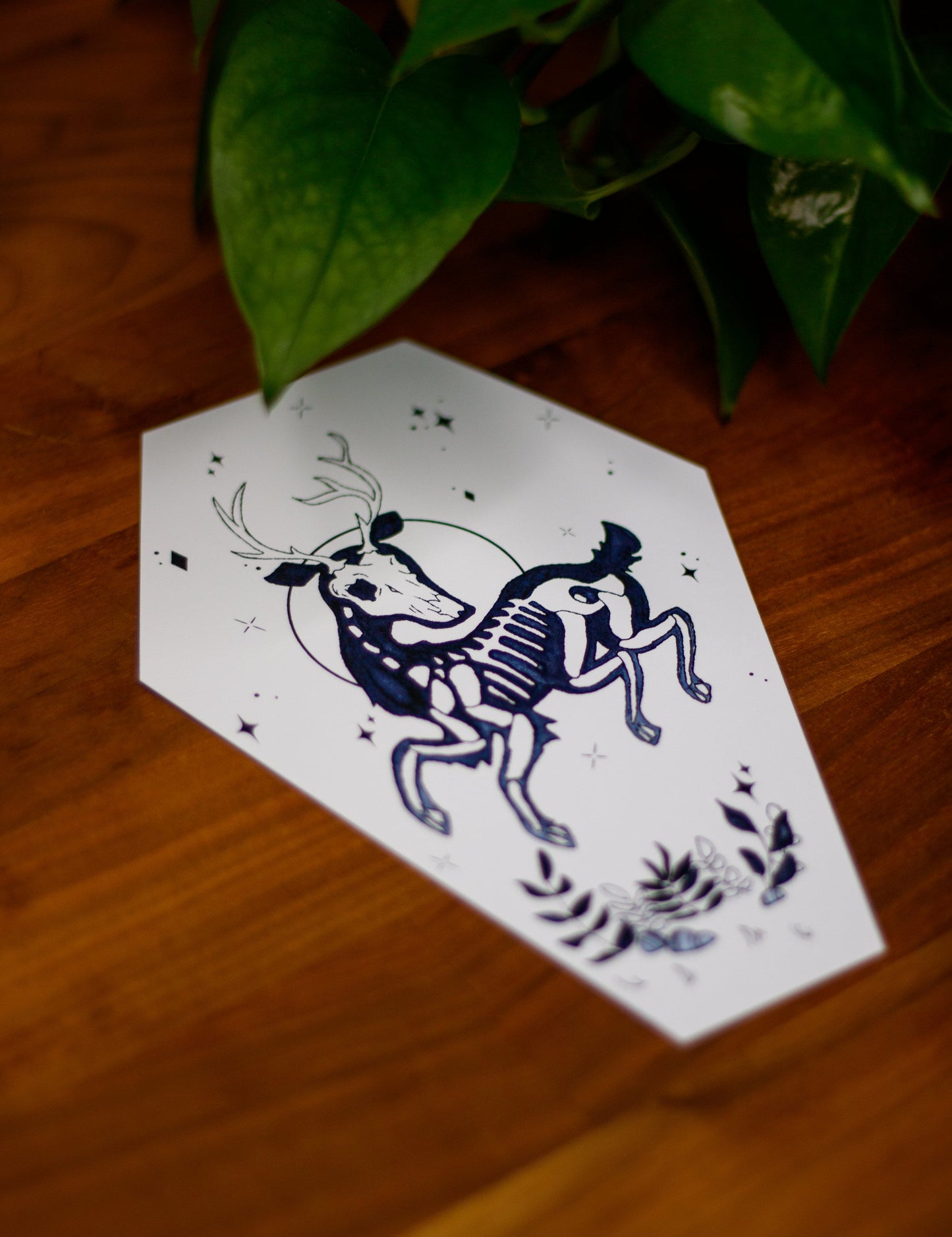 Skeleton Deer Coffin Art Print