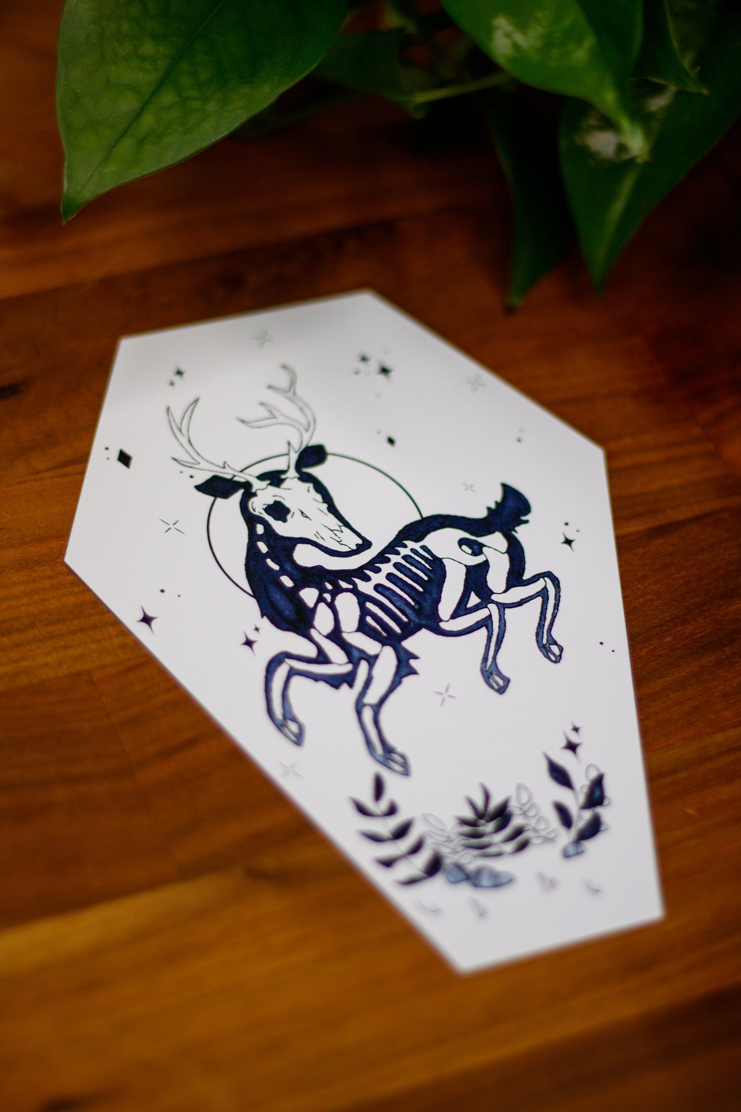 Skeleton Deer Coffin Art Print