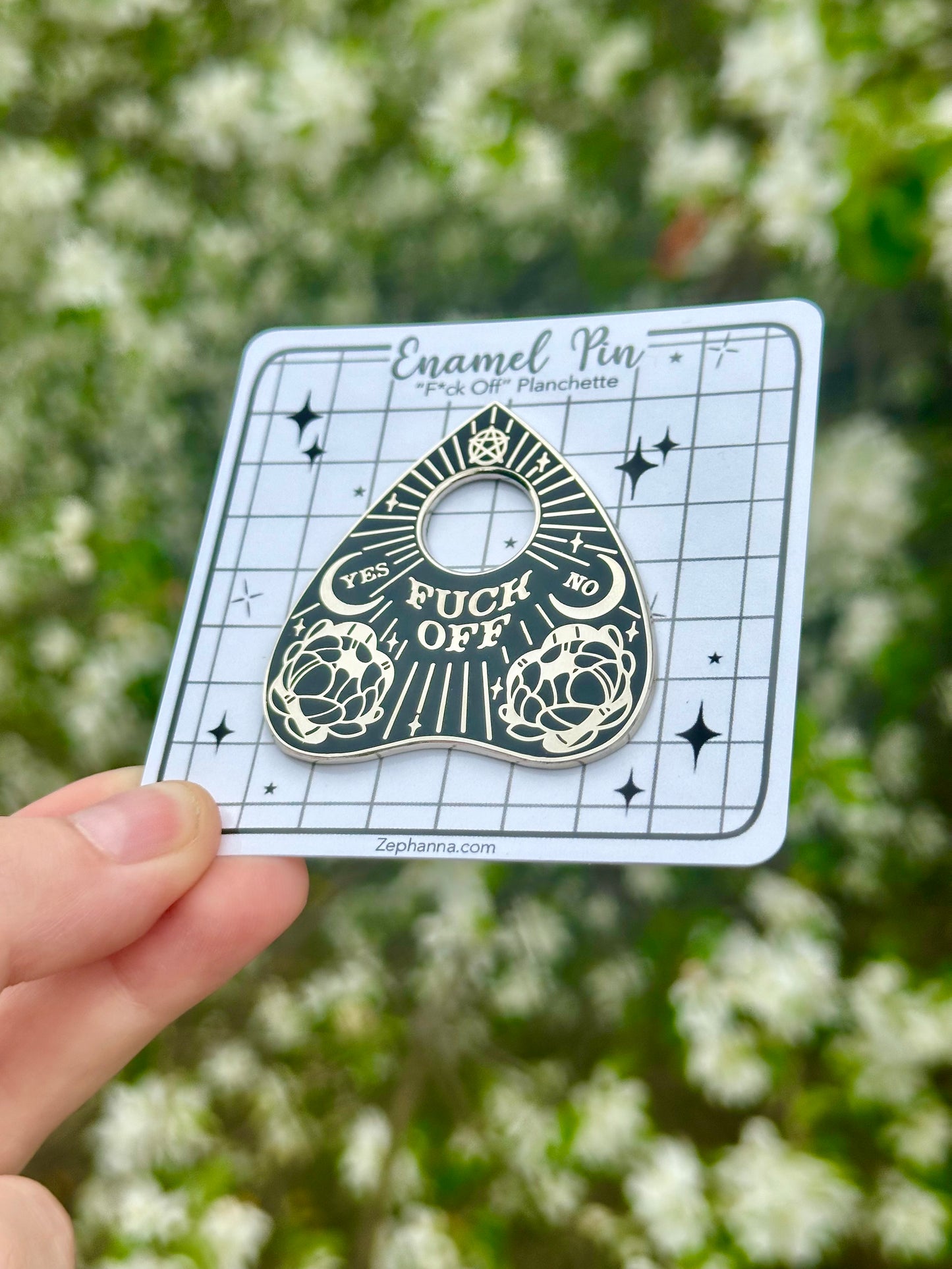 “Fuck Off” Ouija Board Planchette Enamel pin