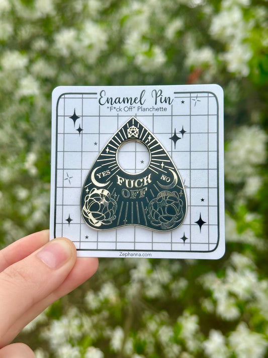 “Fuck Off” Ouija Board Planchette Enamel pin