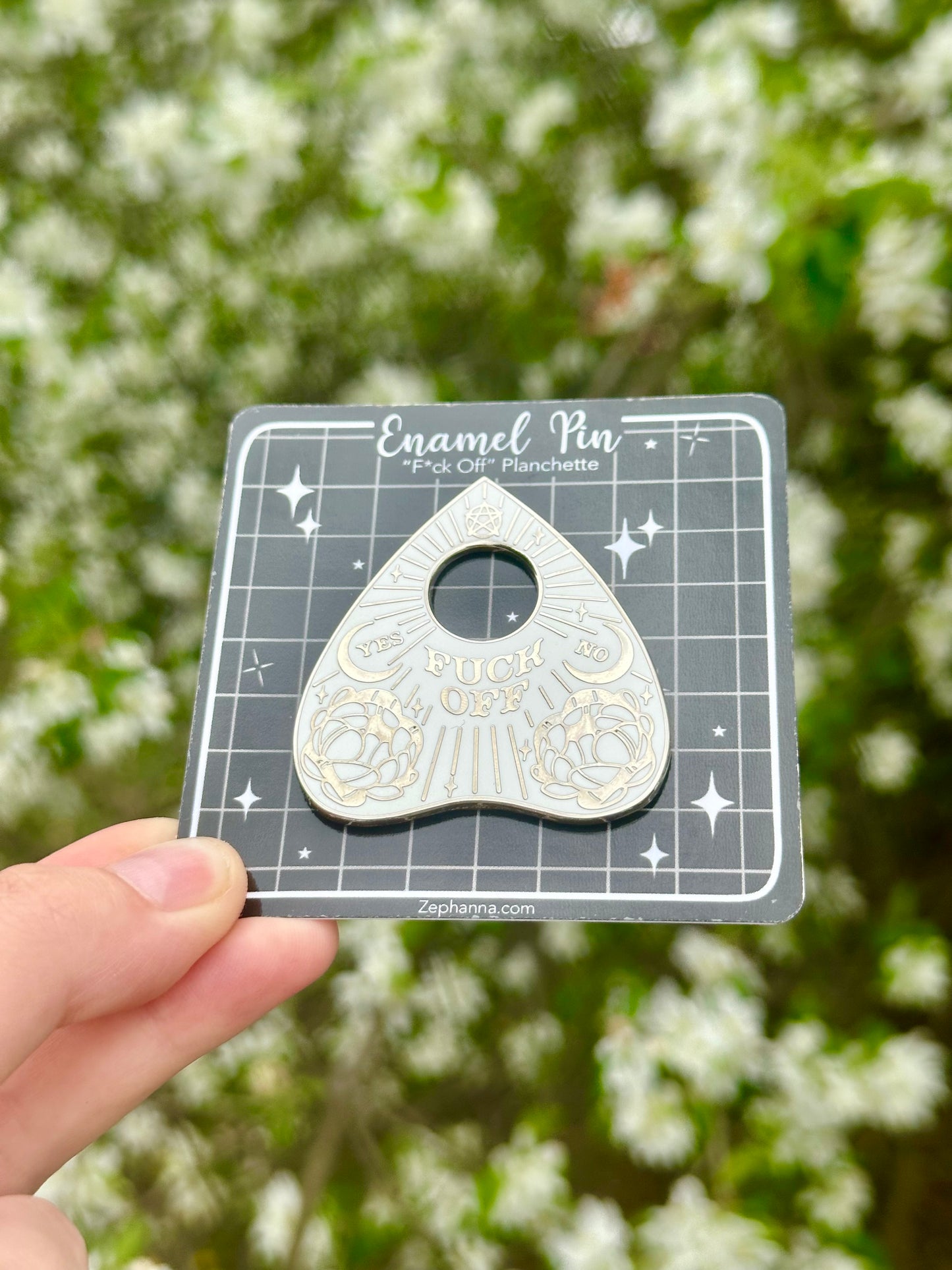“Fuck Off” Ouija Board Planchette Enamel pin