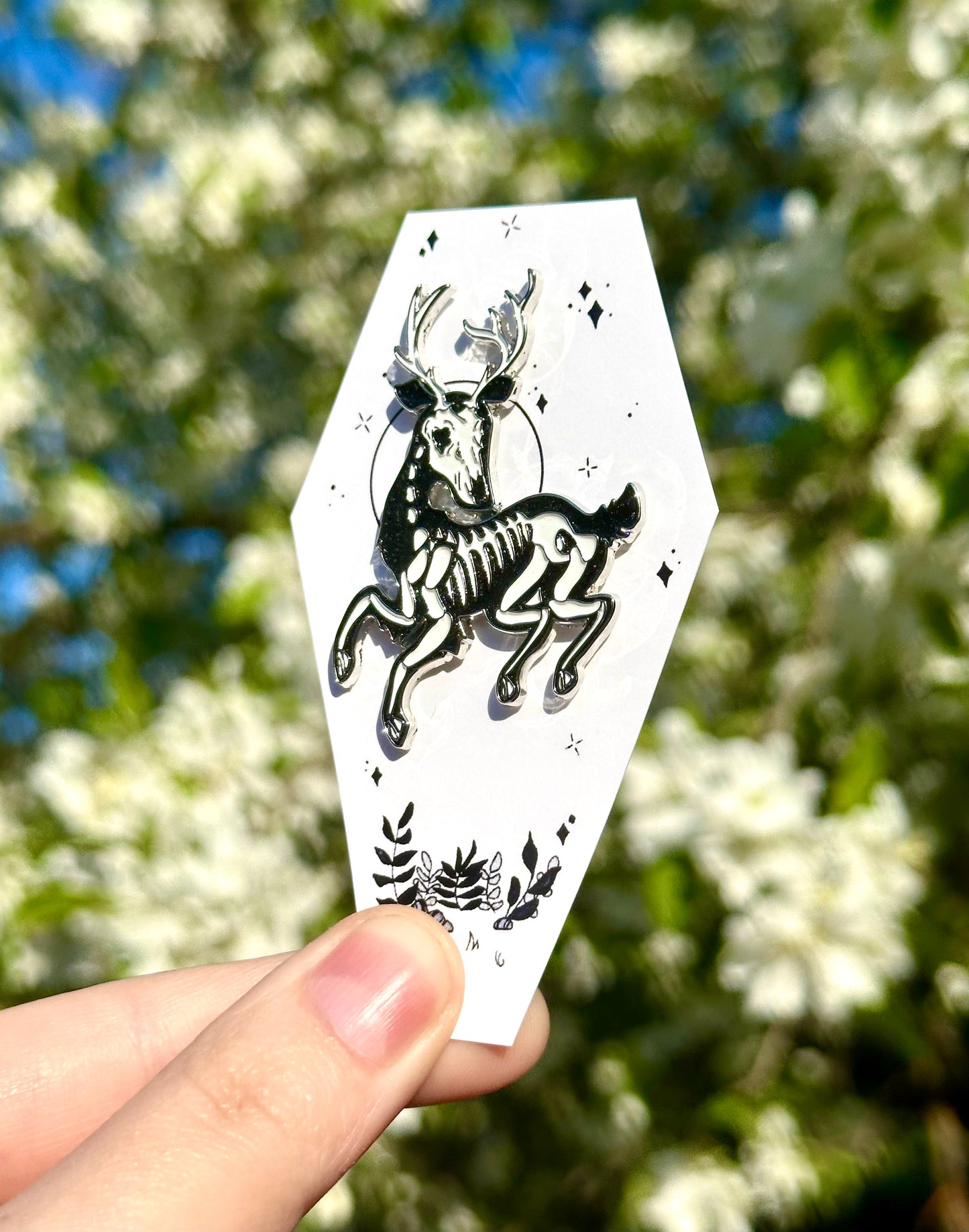 Skeleton Deer Enamel Pin