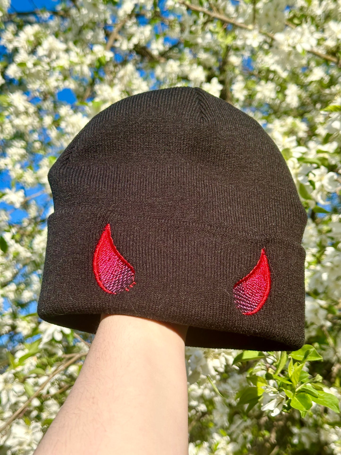Pink & Blue Horns Beanie