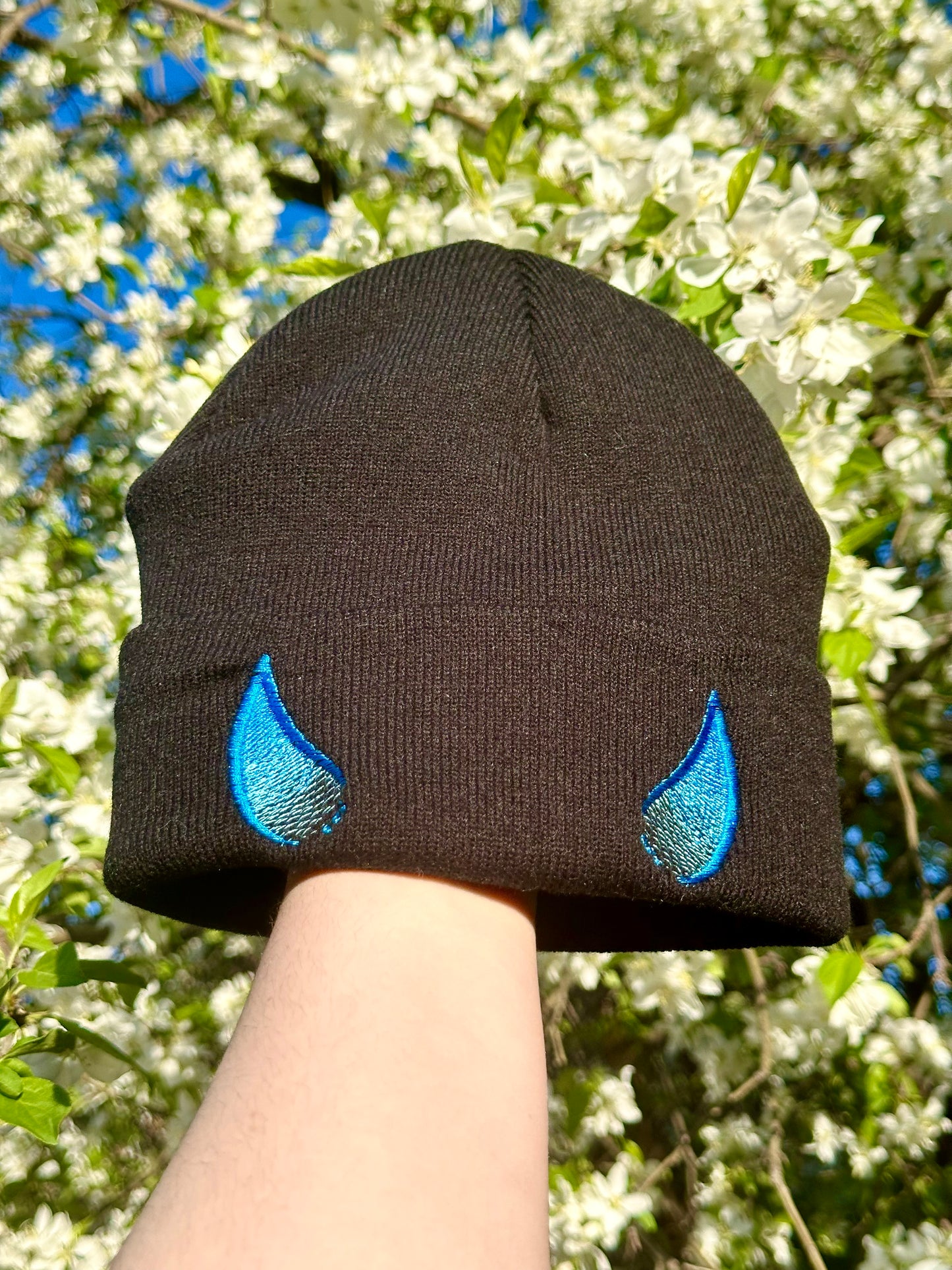 Pink & Blue Horns Beanie