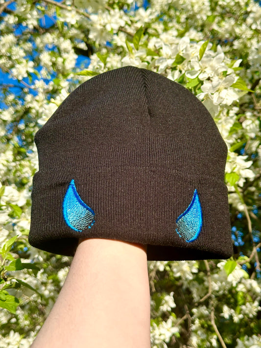 Pink & Blue Horns Beanie
