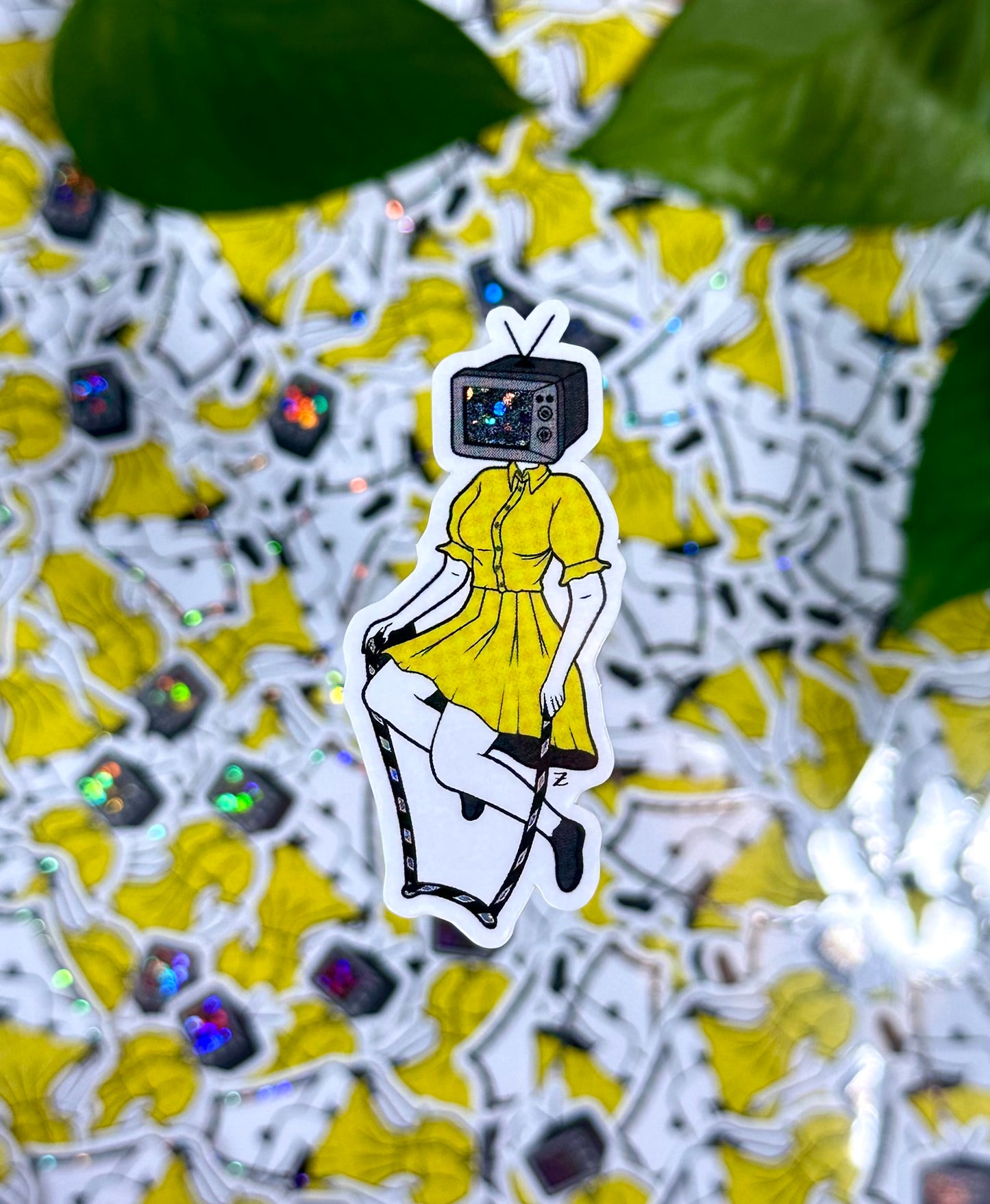 TV Head Girl Sticker Pair