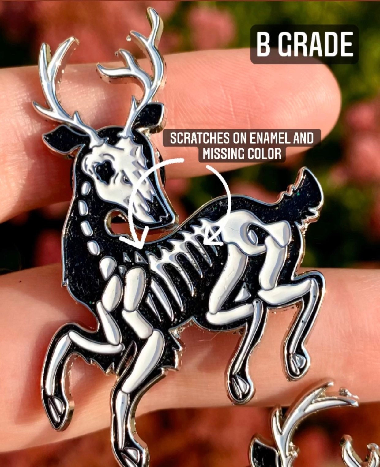 Skeleton Deer Enamel Pin
